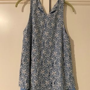 Blue top with lace detail